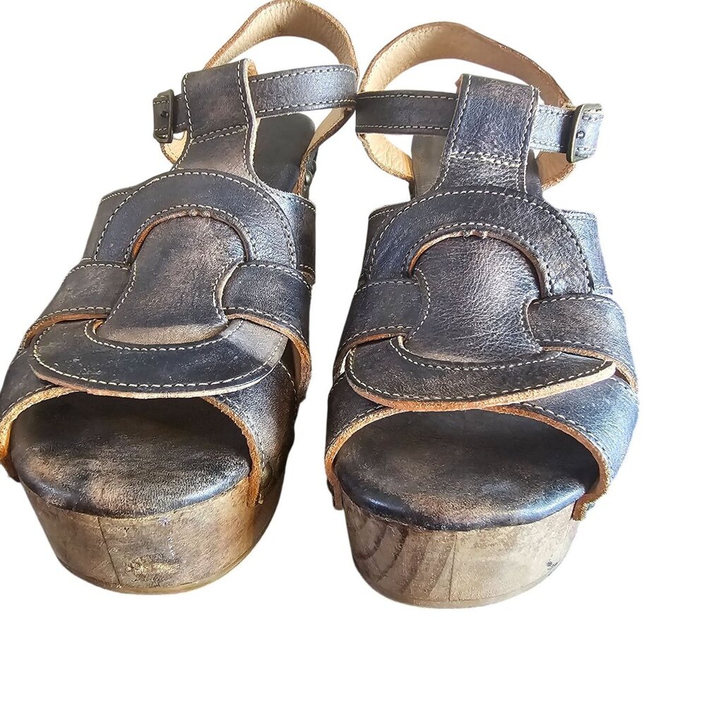 Bed Stu Caitlin F376002 Womens Brown Leather Hook & Loop Heeled Sandals Shoes - Picture 6 of 11